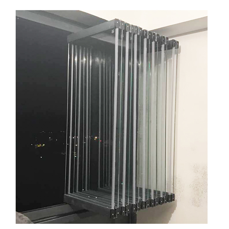 Puerta de rodillo plegable de vidrio de aluminio colgante para ventanas de balcón