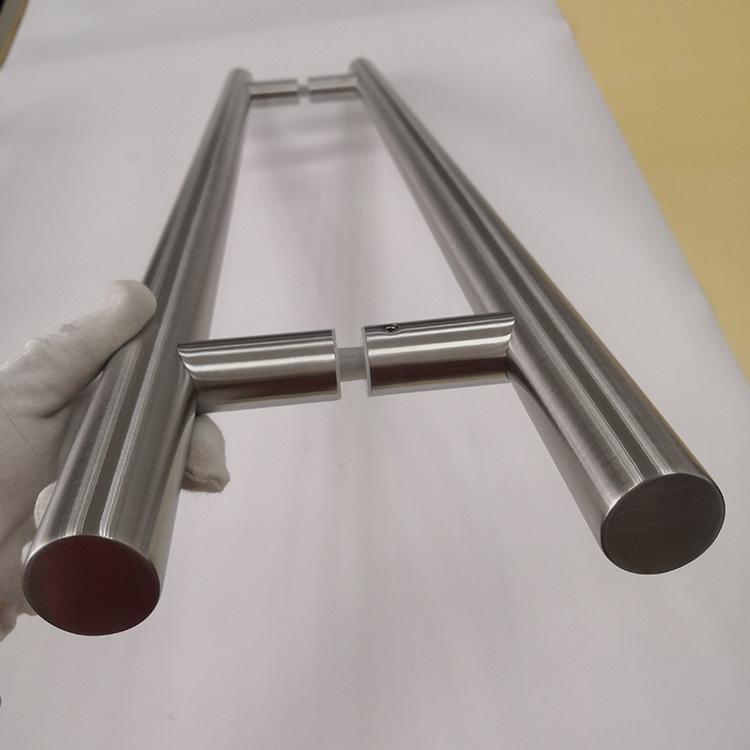 Manija de puerta de vidrio de tubo moderno de acero inoxidable hueco en