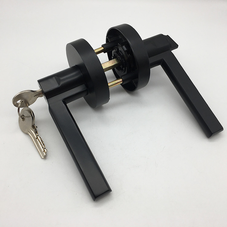 Palanca de entrada con llave cuadrada de aleación de zinc negro mate con llave inteligente