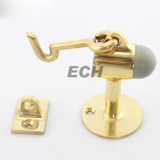 Tope de puerta manual de latón dorado con gancho (DS0059)