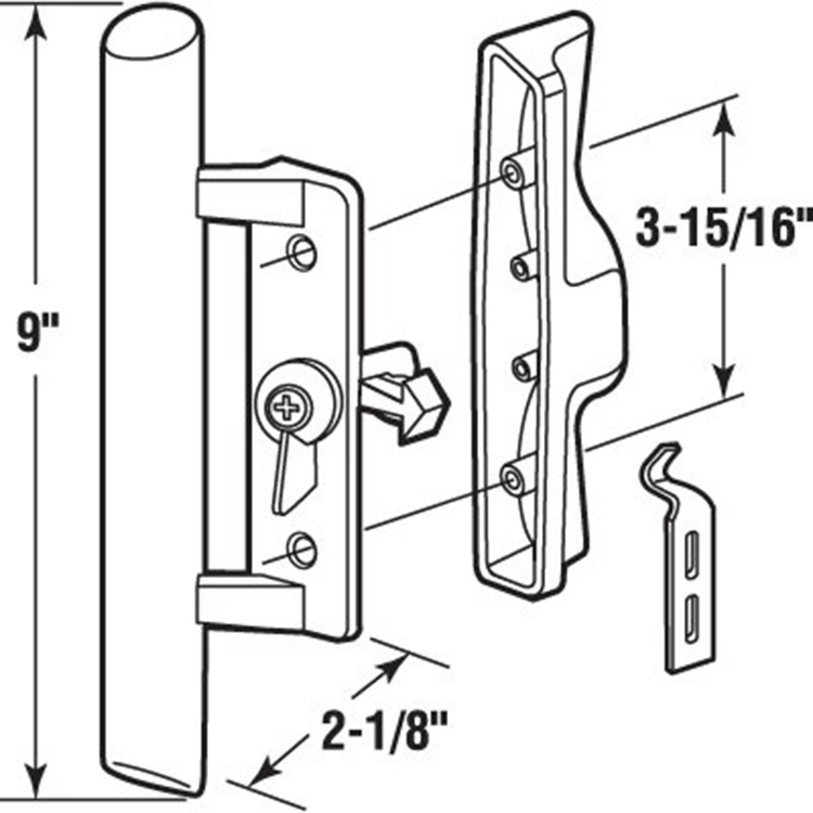 Fundición a presión con manija de madera Manija de puerta de patio gris Cerradura en T con llave