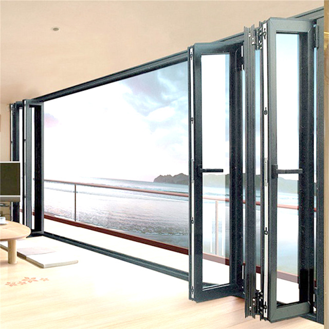 Puerta plegable de vidrio de aleación de aluminio de alta calidad con personalizado