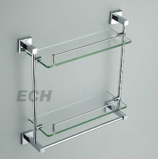 Estante de vidrio de doble estantes de acero inoxidable SS304 (GHT6022)