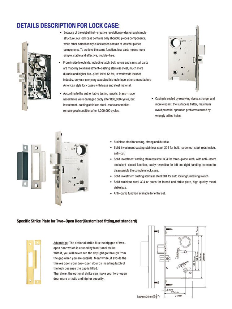 Cerradura de la manija de la puerta de entrada principal de acero