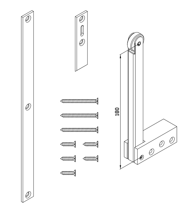 Selector de puerta con doble reborde de brazo giratorio - Acero inoxidable satinado 180 mm / 230 mm / 305 mm