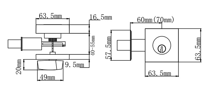 tama&ntilde;o de la cerradura del cerrojo