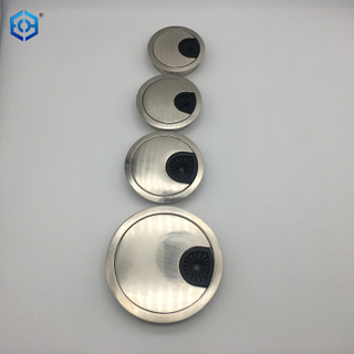 Cepillo de cromo para cubierta de orificio de alambre ordenado para cables de mesa con ojal de metal para escritorio