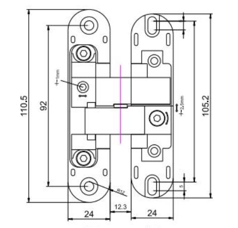 Tama&ntilde;o del orificio de la bisagra oculta