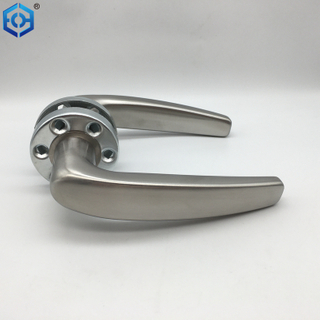 Manejo de puerta de acero inoxidable satinado Palanca de la puerta de privacidad Conjugo con rosa redonda