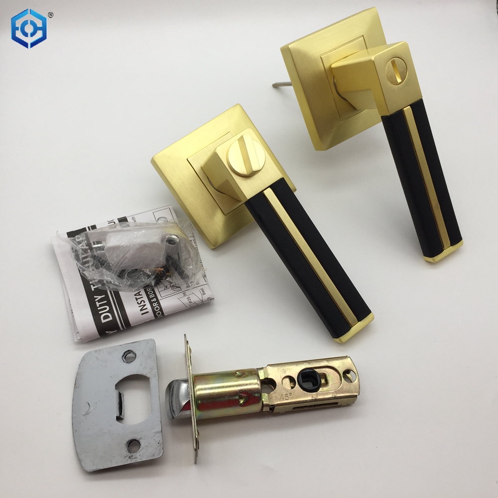 Cerradura de manija de puerta cuadrada de alta resistencia, con llave, de aleación de Zinc y cuero negro, Reversible para zurdos y diestros