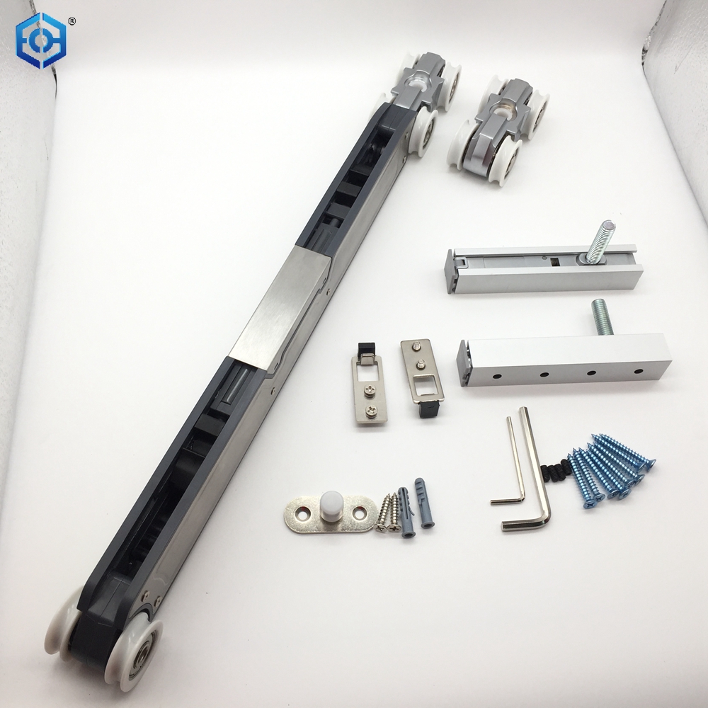 Kit de rodillos para puerta corredera de alta resistencia y cierre suave para puerta de madera de 100-150 kg