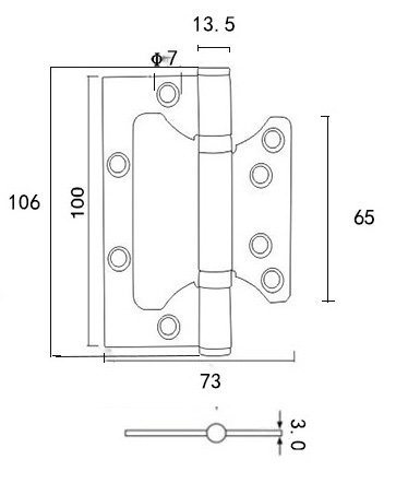 Bisagra de puerta de forma de mariposa de acero inoxidable
