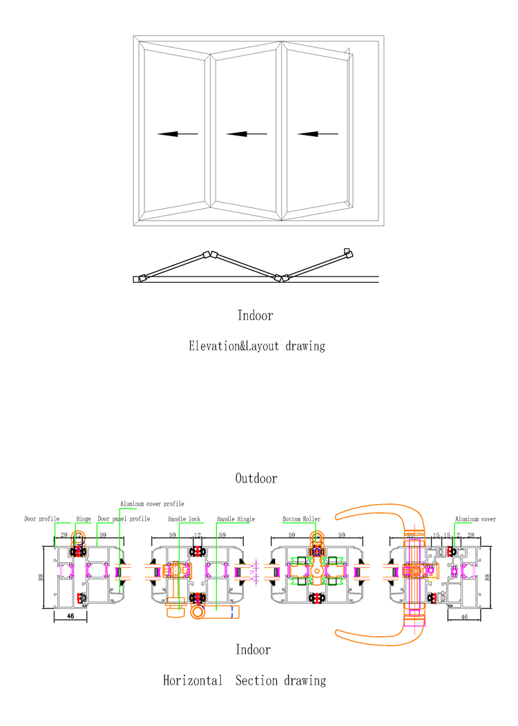 Acorde&oacute;n Puertas de vidrio exterior