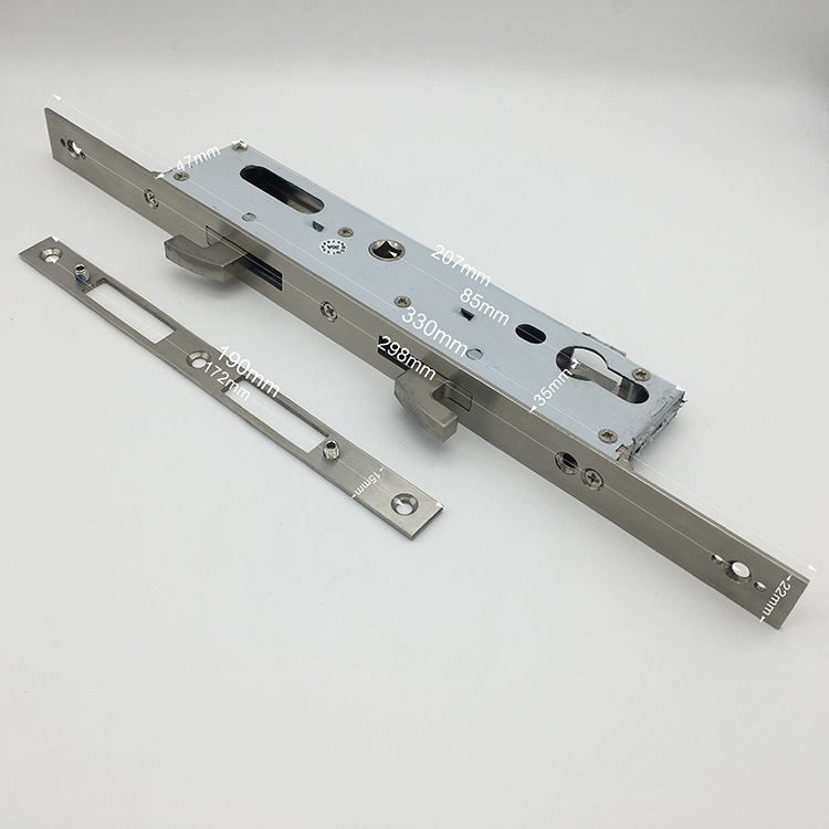 Cerradura de embutir de puerta corredera de doble gancho de acero inoxidable para puerta de marco de aluminio