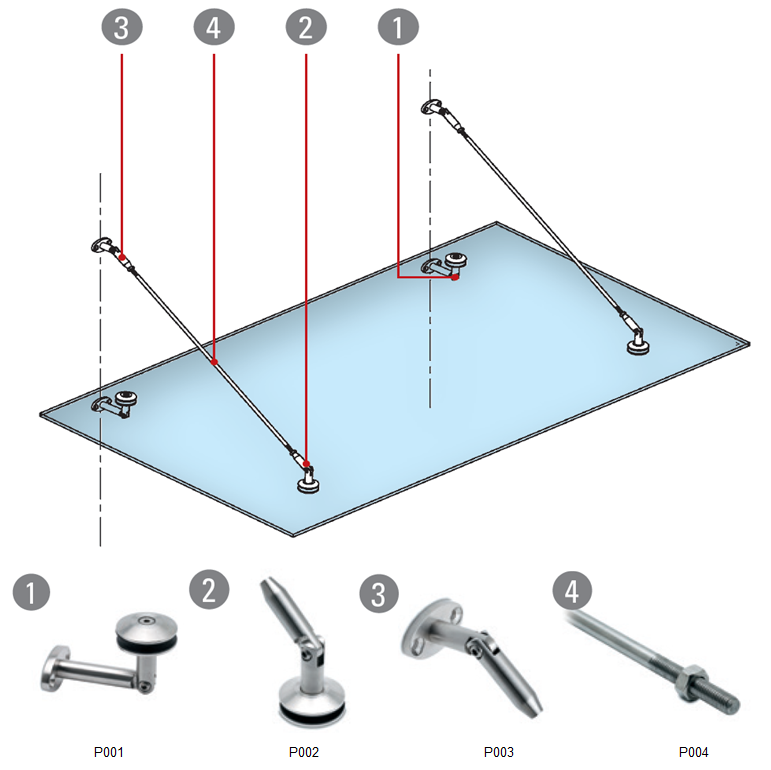 dosel de vidrio de acero inoxidable