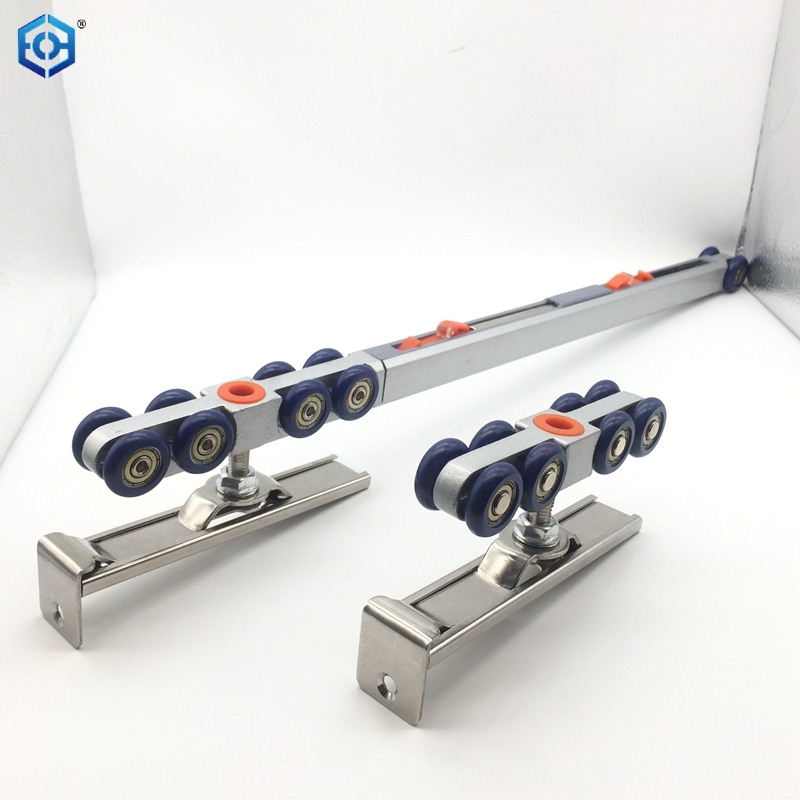 Rodillo de puerta corredera colgante para gabinete con sistema de cierre suave de doble cara