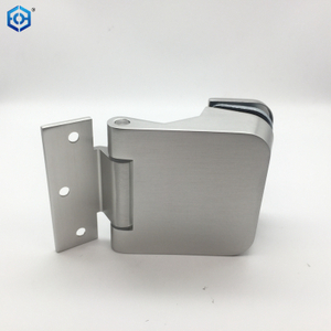 Bisagra de puerta de vidrio de aluminio plateado de pared a vidrio sin marco