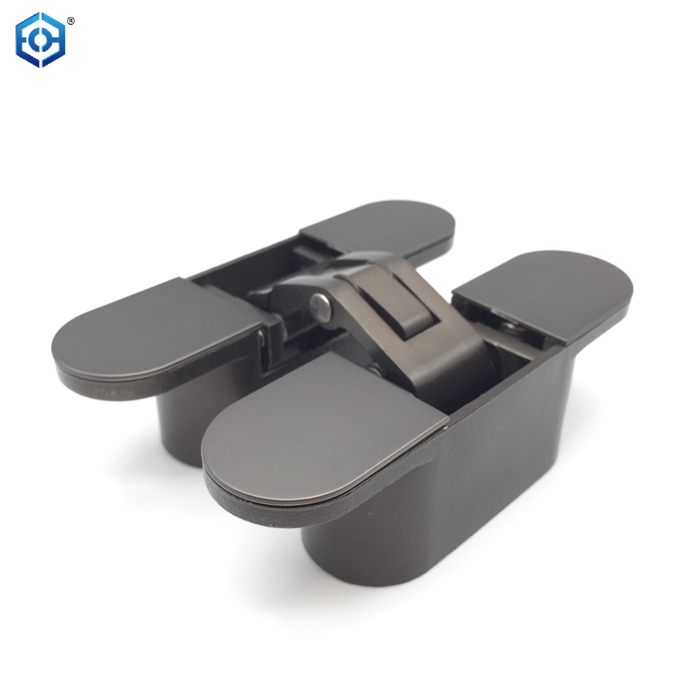 Bisagra de puerta oculta gris de acero inoxidable con cierre suave ajustable 3D moderna para puertas de madera Capacidad de 100 kg Ángulo de apertura de 180 2 mm