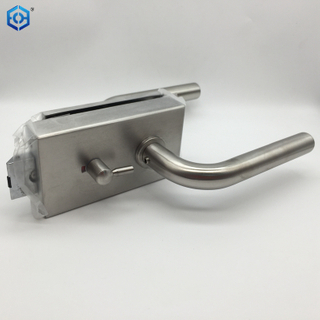 Cerradura de puerta de vidrio sin marco de acero inoxidable plateado con función de privacidad indicadora 