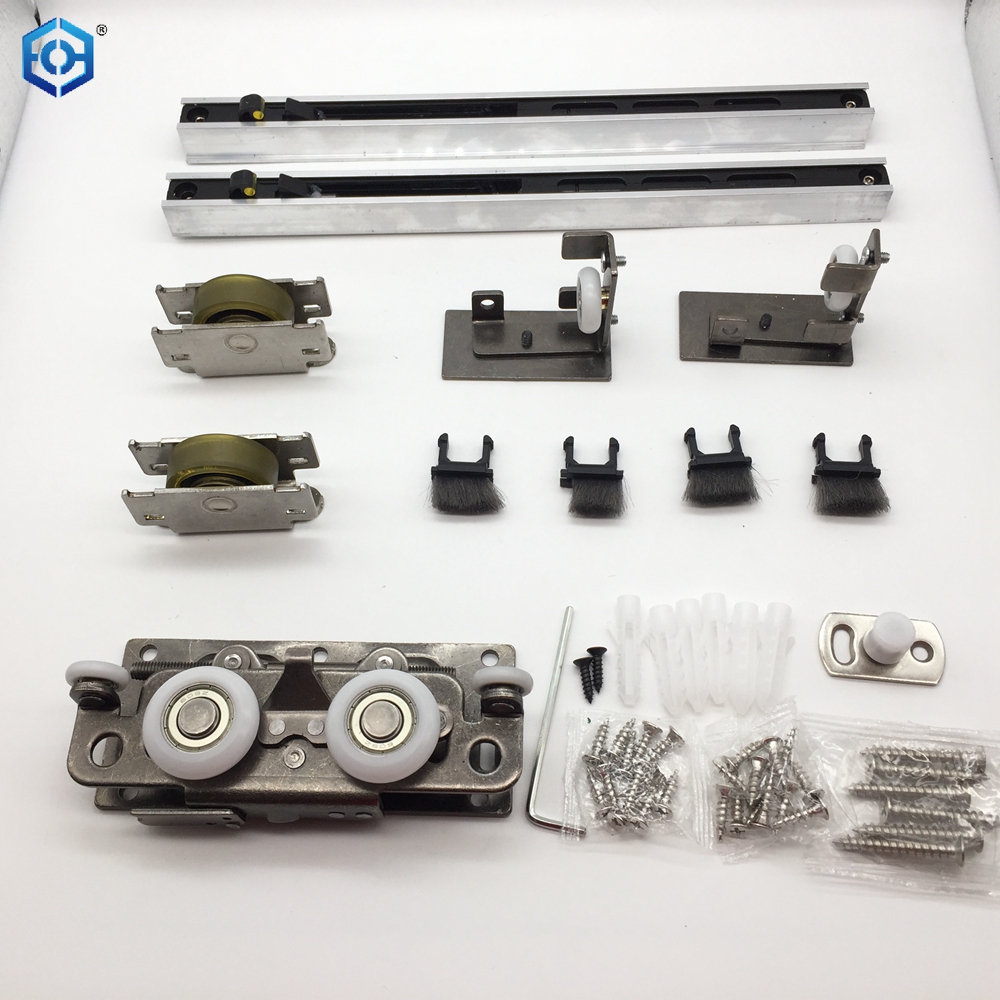 Kit de riel deslizante deslizante para puerta de madera oculta con capacidad de carga de 80kg