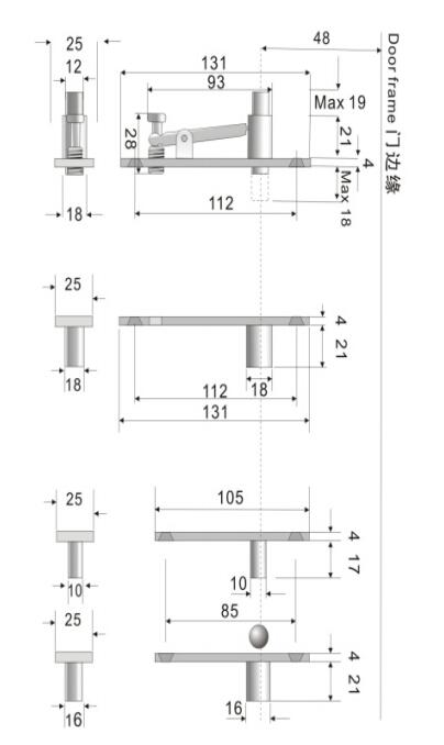 bisagra de pivote de ducha