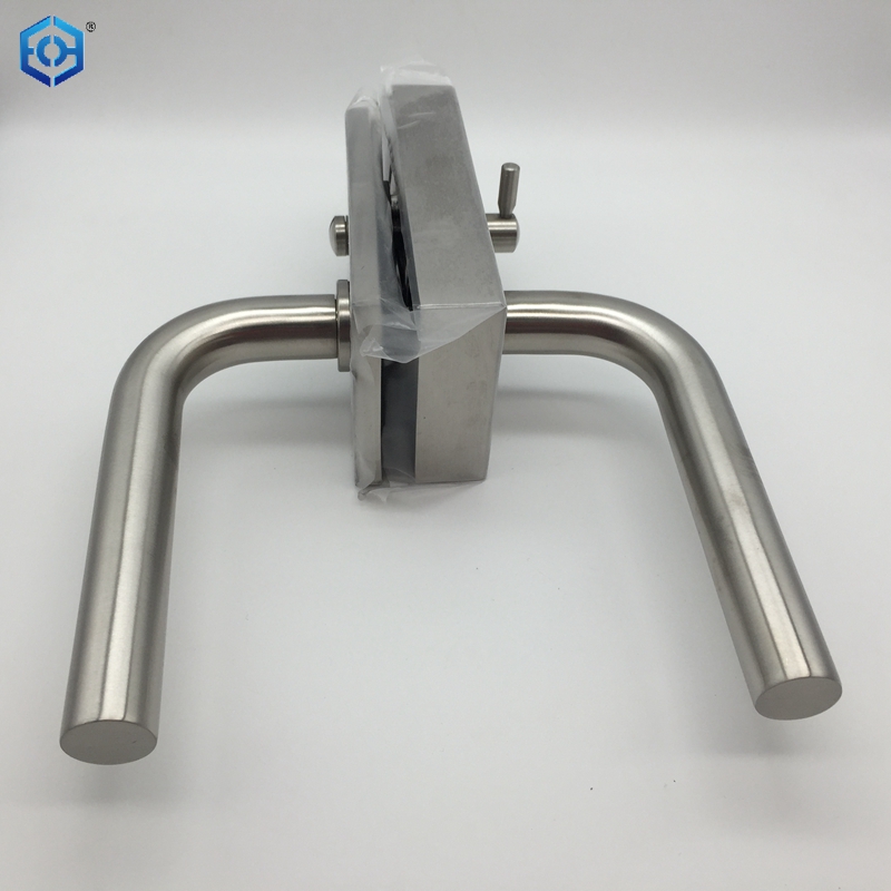 Cerradura de puerta de vidrio sin marco de acero inoxidable plateado con función de privacidad indicadora 