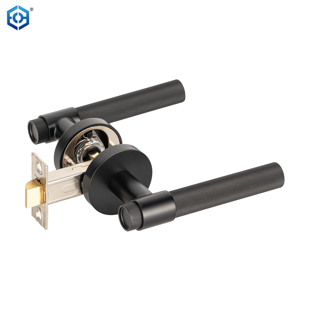 Cerradura de puerta de entrada resistente de latón negro con llaves para puertas interiores exteriores