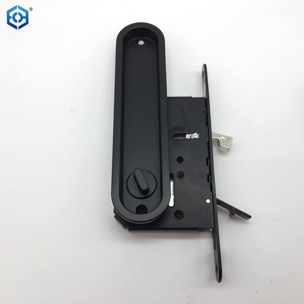 Cerradura de puerta corrediza de privacidad con acabado en níquel satinado de Zamak