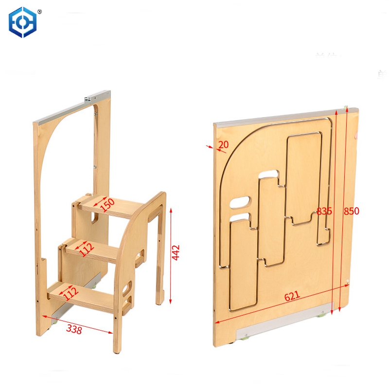 Taburete de escalera plegable oculto con ranura estrecha para cocina, escalera de dos escalones con aumento, izquierda y derecha