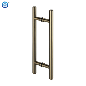 Tirador de puerta de vidrio tipo H, tubo circular clásico de acero inoxidable de bronce antiguo