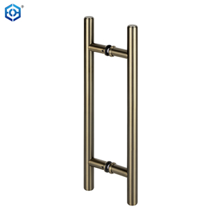 Tirador de puerta de vidrio tipo H, tubo circular clásico de acero inoxidable de bronce antiguo