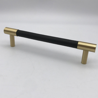 OEM 2020 nuevo negro mate latón cepillado y cuero de aluminio moleteado manijas de puerta de gabinete de muebles tirar