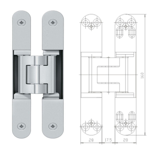 bisagra de puerta oculta 3d bisagras de puerta de acero inoxidable de ajuste