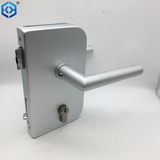 CLANCO DE PUERTA DE VIDRIA DE OFICINA DE ALUMINUMA plateada con asas