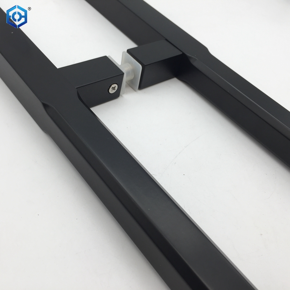Tiradores de puerta de vidrio de aluminio negro cuadrado comercial al por mayor fabricante de fábrica