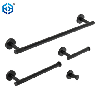 Juego de accesorios de baño de 4 piezas, color negro mate, con barra para toallas de 24 pulgadas, soporte para papel higiénico, gancho para soporte de toalla de mano