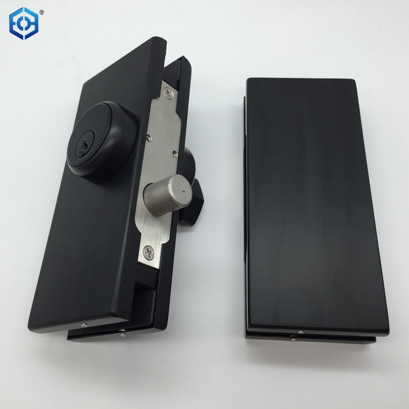 Cerradura negra del remiendo de la puerta de cristal del acero inoxidable con el cilindro americano del estilo