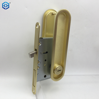 Cerradura de puerta corrediza de privacidad con acabado en níquel satinado de Zamak
