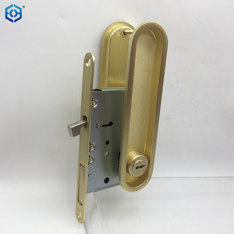 Cerradura de puerta corrediza de privacidad con acabado en níquel satinado de Zamak