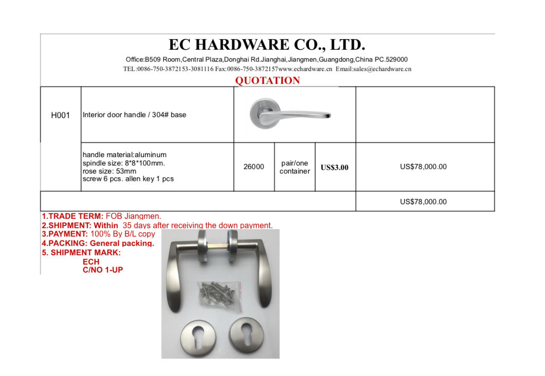 Nuevo dise&ntilde;o de acero inoxidable 304 hueco SSS manija de la puerta