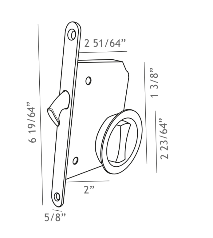 Cerradura de puerta deslizante de n&iacute;quel satinado con aleaci&oacute;n de zinc