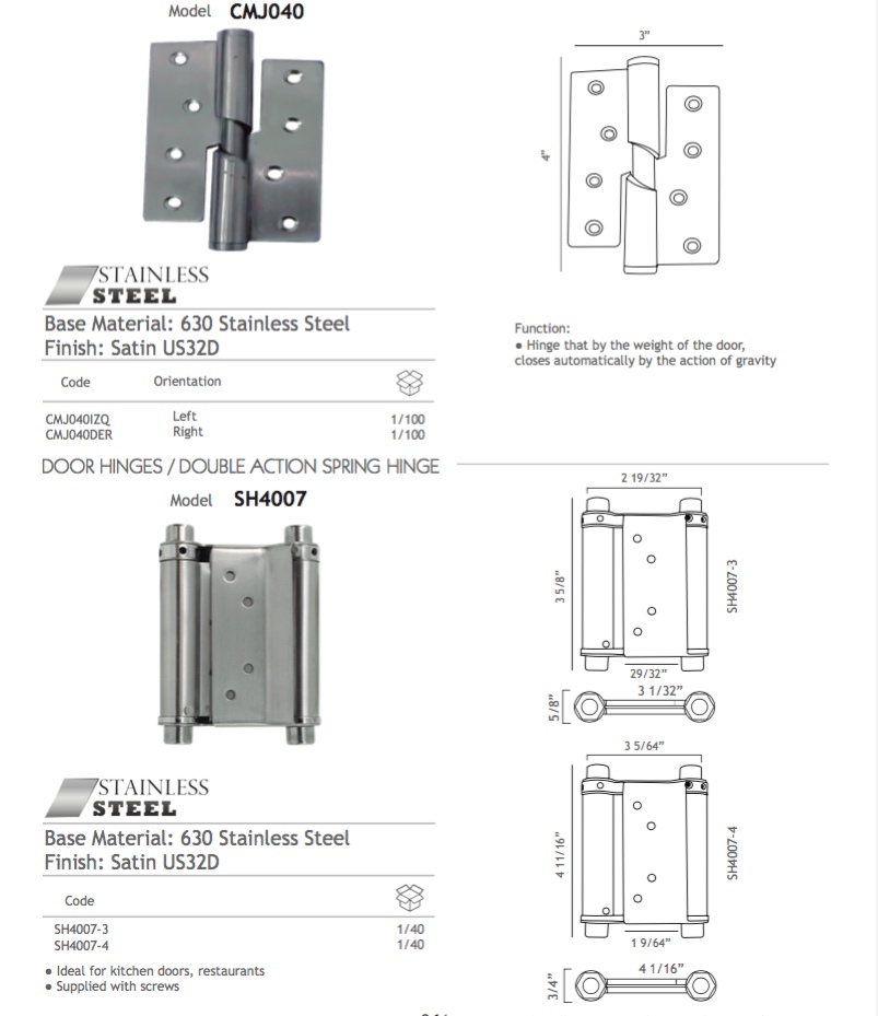 Bisagra de puerta de la primavera del acero inoxidable de la venta caliente 304