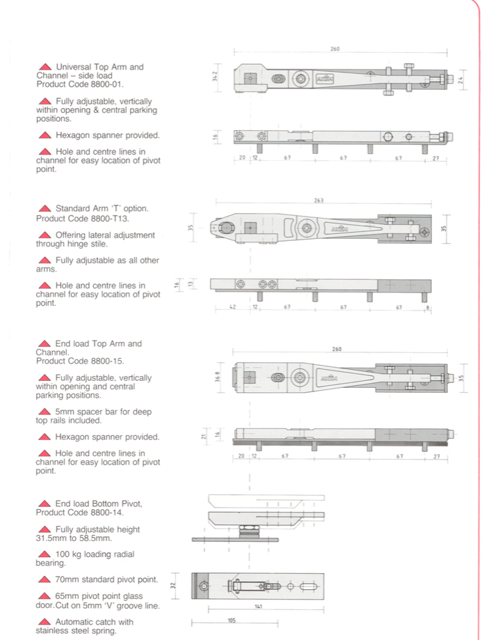 (EDC001) Cierrapuertas de aluminio Transon Cierrapuertas de popa