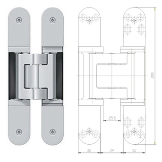 Bisagra oculta de 180 grados, aleación de zinc, resistente 3D, ajuste la bisagra de puerta oculta