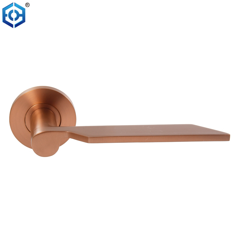 Nuevo diseño de palanca de manija de la puerta sólida de acero inoxidable en la palanca de rosa redonda set de oro rosa
