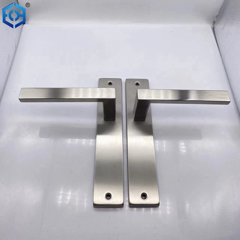 Manija de puerta de baño de baño de acero inoxidable Manija de mando de placa larga de doble cara con mango de puerta de placa larga