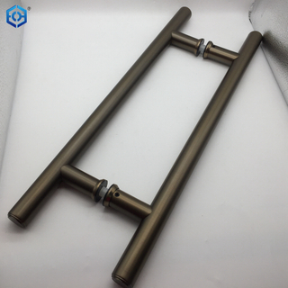 Tirador de puerta de vidrio tipo H, tubo circular clásico de bronce antiguo de acero inoxidable