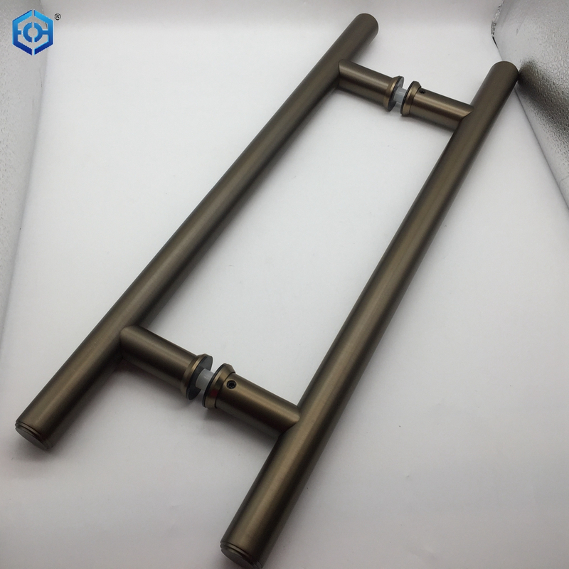 Tirador de puerta de vidrio tipo H, tubo circular clásico de bronce antiguo de acero inoxidable