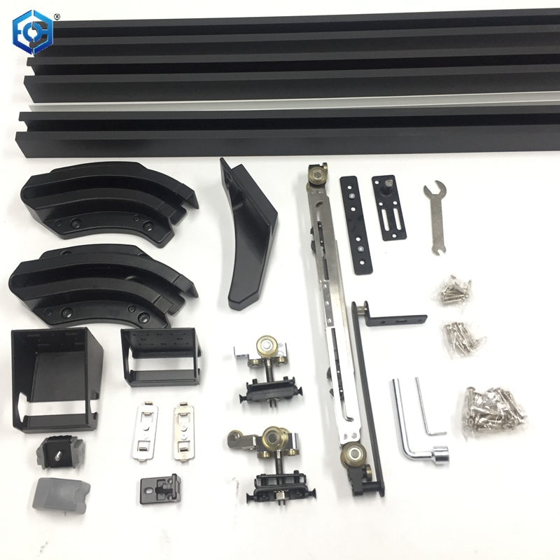 Sistema de puerta corredera enrasada con compuerta bidireccional para puertas de hasta 70 kg