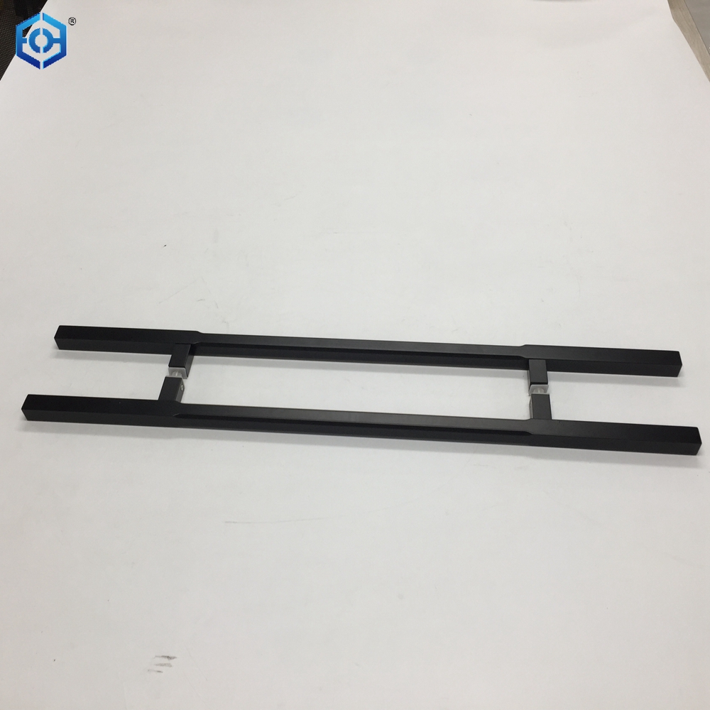 Tiradores de puerta de vidrio de aluminio negro cuadrado comercial al por mayor fabricante de fábrica